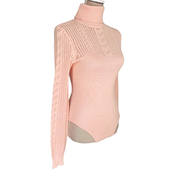 Forever 21 - Blush Turtleneck Knit Bodysuit Sweater - NWT - Size M - Picture 5 of 9